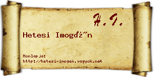 Hetesi Imogén névjegykártya